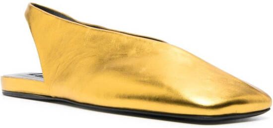 Jil Sander square-toe metallic ballerina shoes Goud