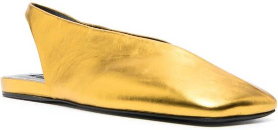 Jil Sander square-toe metallic ballerina shoes Goud