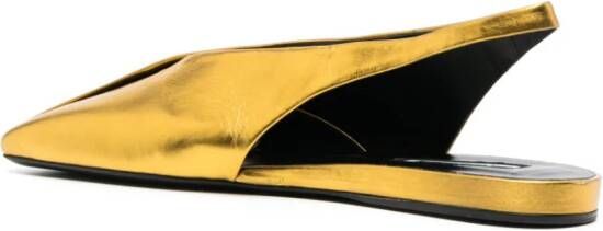 Jil Sander square-toe metallic ballerina shoes Goud