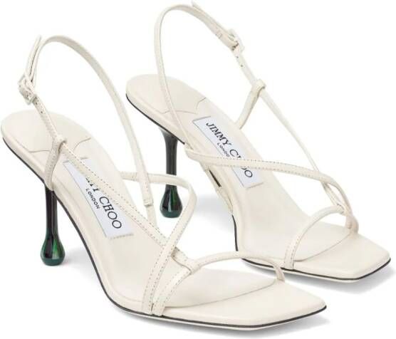 Jimmy Choo Etana 80 mm leren sandalen met bandjes Wit