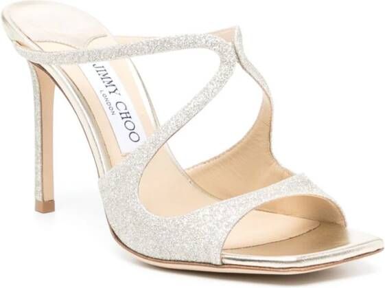 Jimmy Choo Anise 95mm muiltjes met glitter Metallic