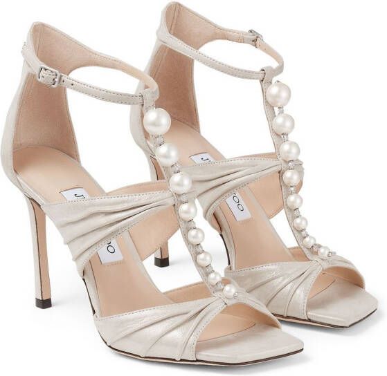 Jimmy Choo Aura stiletto sandalen Beige