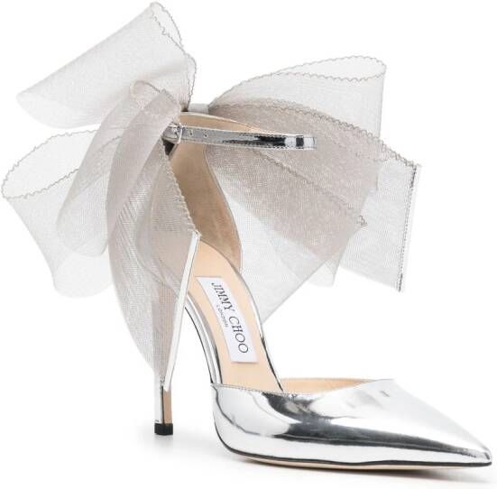 Jimmy Choo Averly pumps met oversized strik Zilver