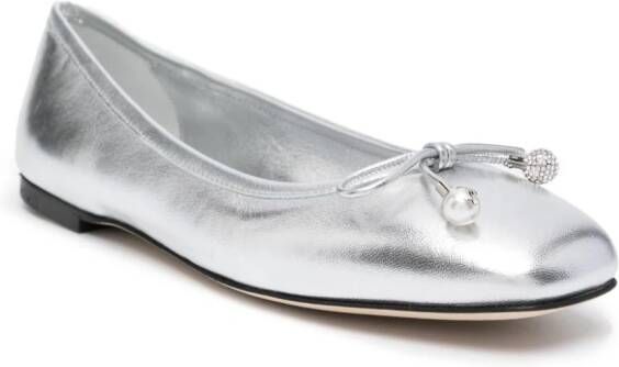 Jimmy Choo Ballerina's met metallic-effect Zilver