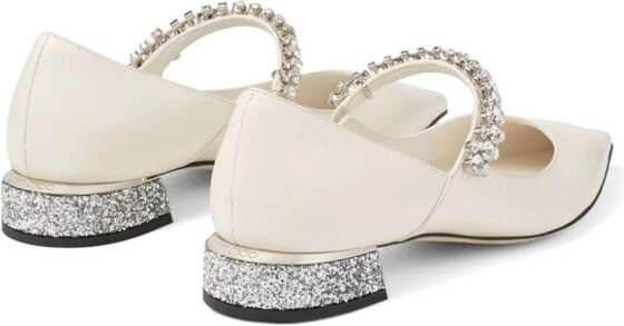 Jimmy Choo Bing ballerina's met kristallen gesp Wit