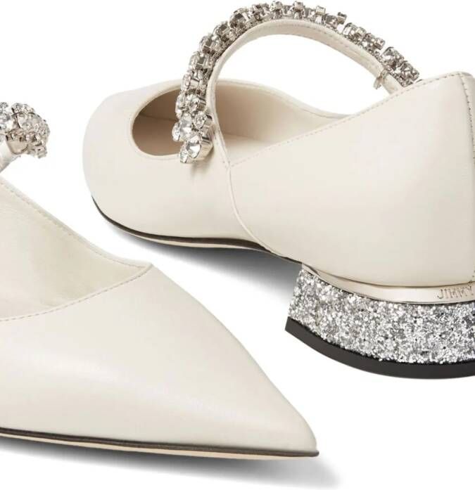 Jimmy Choo Bing ballerina's met kristallen gesp Wit