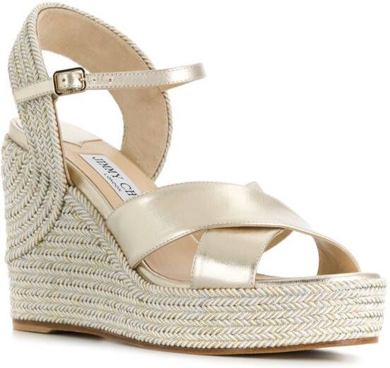 Jimmy Choo Dellena espadrilles met sleehak Goud