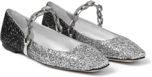 Jimmy Choo Diamond Tilda leren ballerina's Zilver