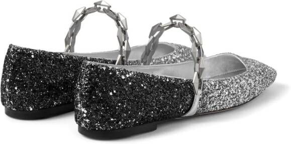 Jimmy Choo Diamond Tilda leren ballerina's Zilver