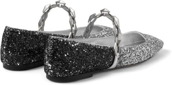 Jimmy Choo Diamond Tilda leren ballerina's Zilver