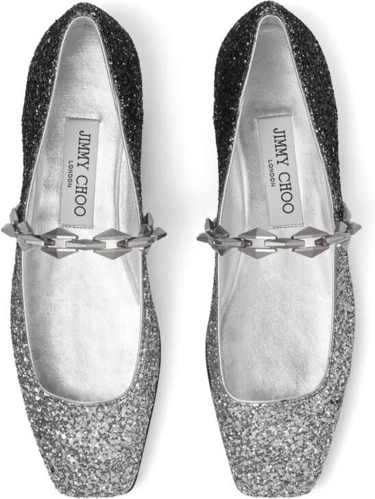 Jimmy Choo Diamond Tilda leren ballerina's Zilver