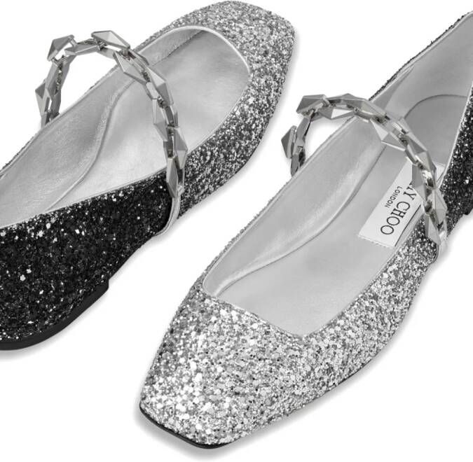 Jimmy Choo Diamond Tilda leren ballerina's Zilver