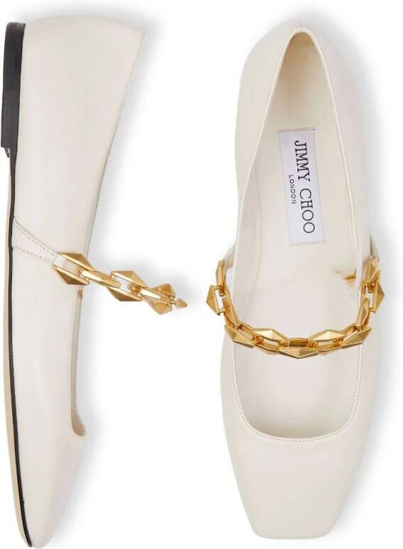 Jimmy Choo Diamond Tilda leren ballerina's Wit