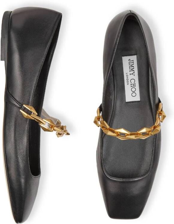 Jimmy Choo Dianet leren ballerina's Zwart