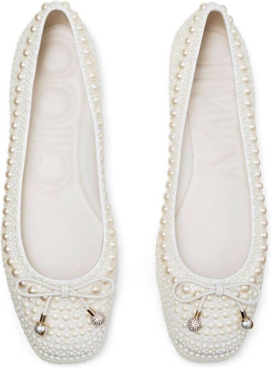 Jimmy Choo Elme ballerina's verfraaid met parel Wit