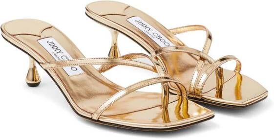 Jimmy Choo Etana 50 mm sandalen Goud