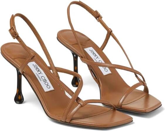 Jimmy Choo Etana 80 mm leren sandalen Bruin