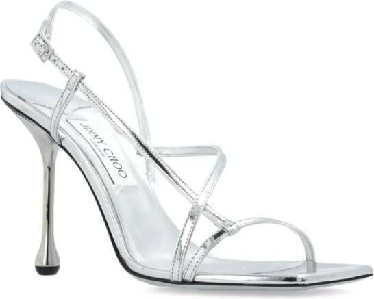 Jimmy Choo Etana 95 mm metallic sandalen Zilver