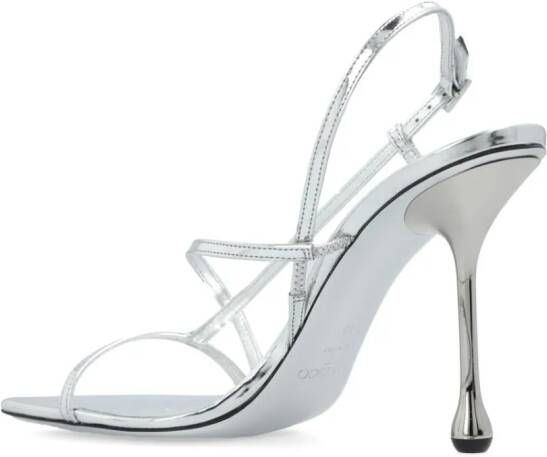 Jimmy Choo Etana 95 mm metallic sandalen Zilver