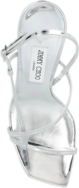 Jimmy Choo Etana 95 mm metallic sandalen Zilver