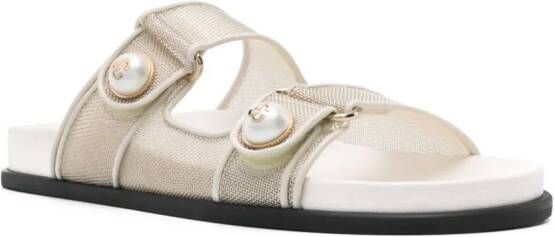 Jimmy Choo Fayence metallic slippers Beige