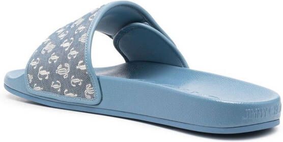 Jimmy Choo Fitz slippers met monogram jacquard Blauw