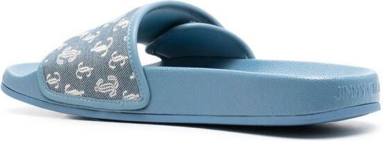 Jimmy Choo Fitz slippers met monogram Blauw
