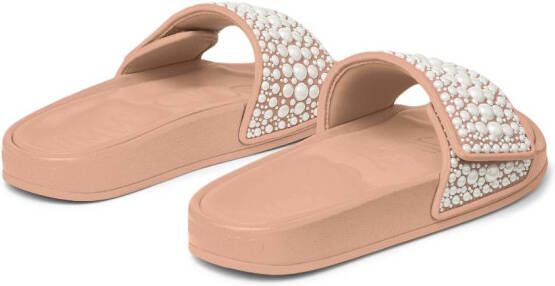 Jimmy Choo Fitz slippers verfraaid met parels Roze