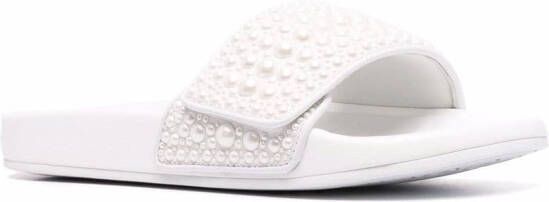 Jimmy Choo Fitz verfraaide slippers Wit