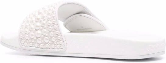 Jimmy Choo Fitz verfraaide slippers Wit