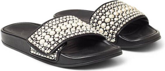 Jimmy Choo Fitz verfraaide slippers Zwart