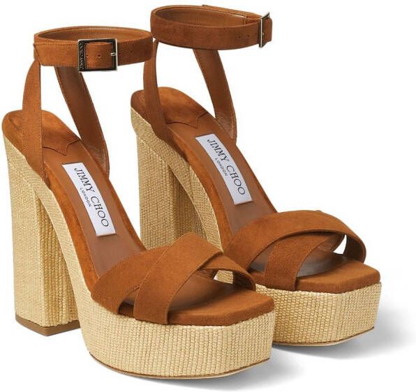 Jimmy Choo Gaia sandalen met plateauzool Bruin