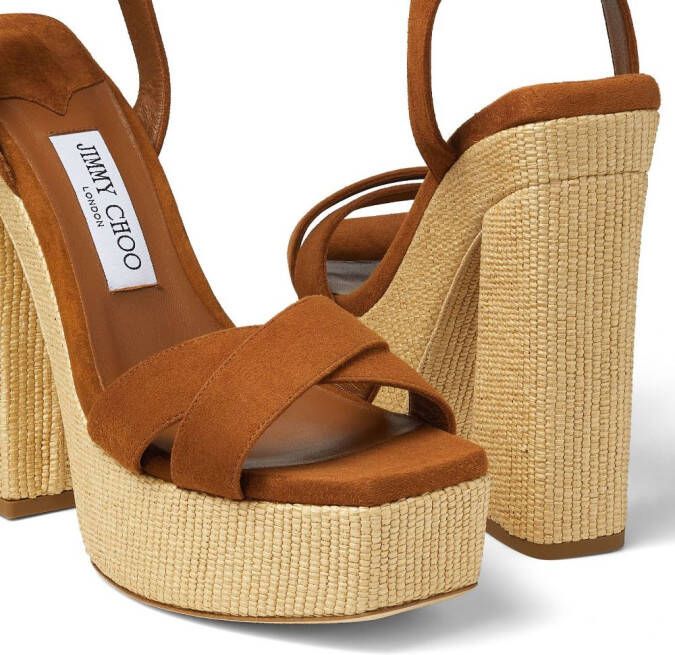 Jimmy Choo Gaia sandalen met plateauzool Bruin