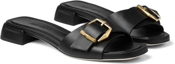 Jimmy Choo Hawke buckled leather slides Zwart