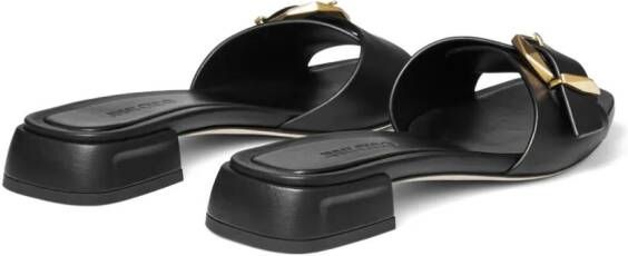 Jimmy Choo Hawke buckled leather slides Zwart