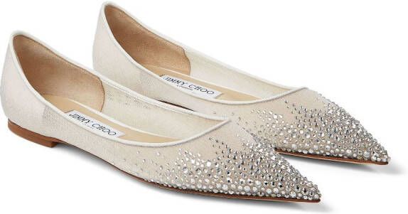 Jimmy Choo Love ballerina's verfraaid met kristallen Wit