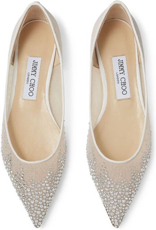 Jimmy Choo Love ballerina's verfraaid met kristallen Wit