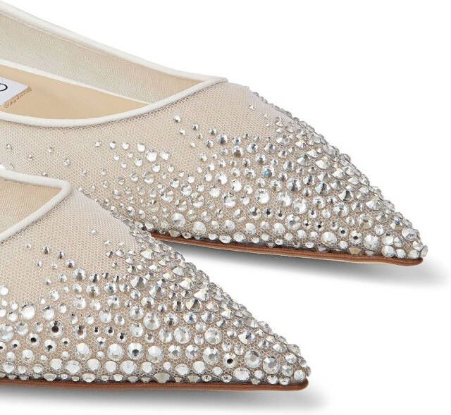 Jimmy Choo Love ballerina's verfraaid met kristallen Wit