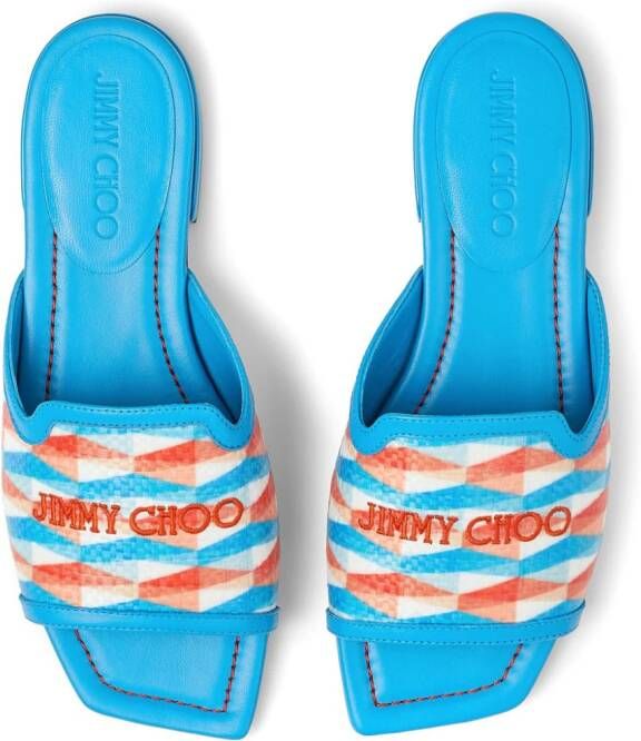 Jimmy Choo Nako slippers met print Blauw