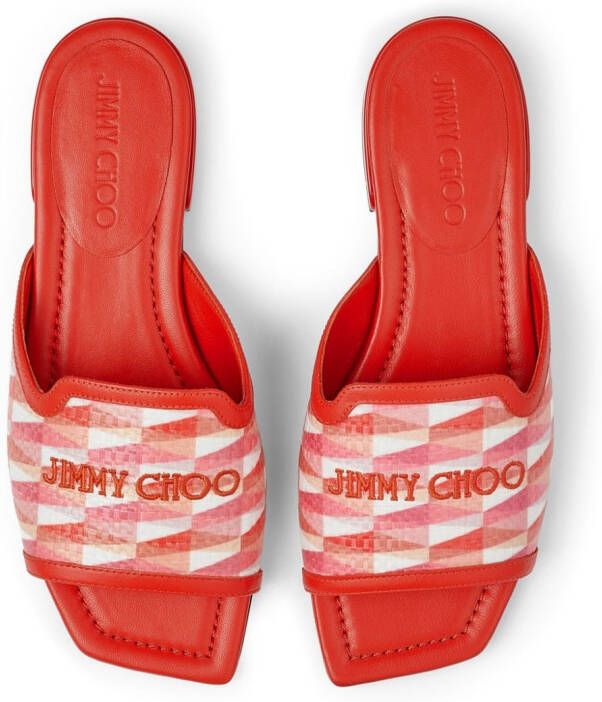 Jimmy Choo Nako slippers met print Rood