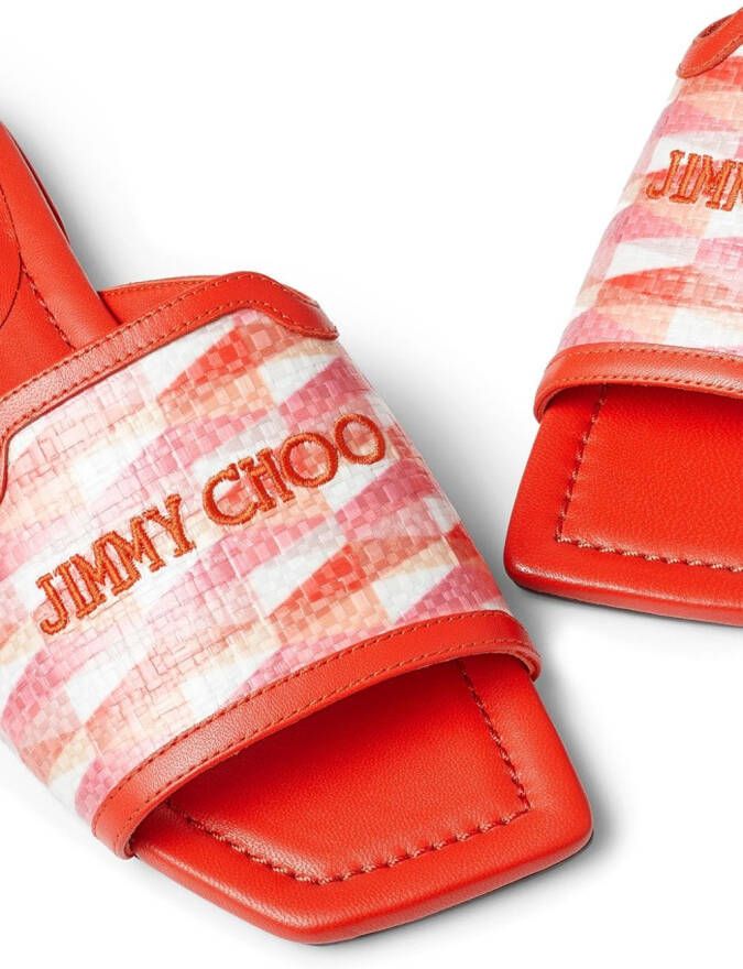 Jimmy Choo Nako slippers met print Rood