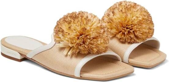 Jimmy Choo Nako muiltjes met pompon Beige