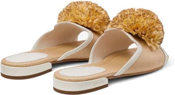 Jimmy Choo Nako muiltjes met pompon Beige