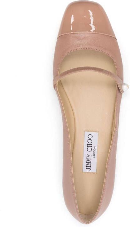 Jimmy Choo Leren ballerina's Beige