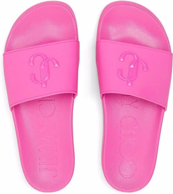 Jimmy Choo Port slippers met logopatch Roze