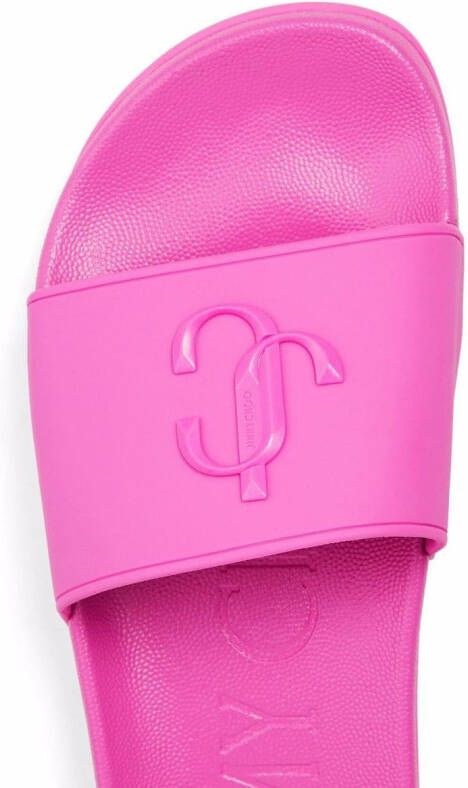 Jimmy Choo Port slippers met logopatch Roze