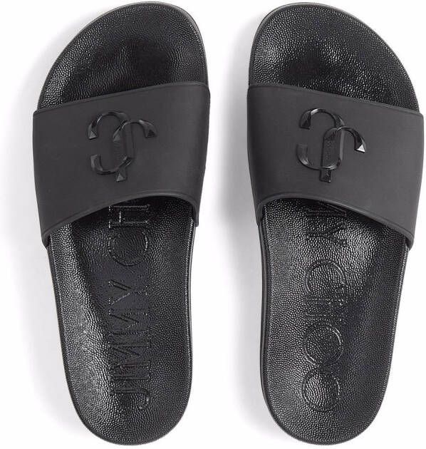 Jimmy Choo Port slippers met logopatch Zwart