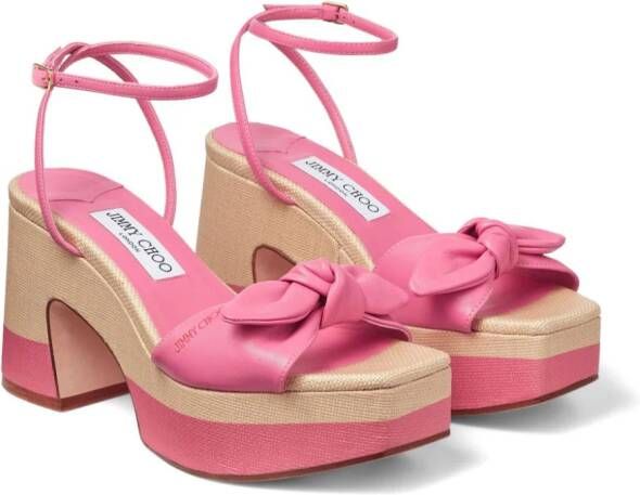 Jimmy Choo Rica leren 95mm sandalen met plateauzool Roze