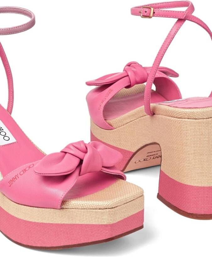 Jimmy Choo Rica leren 95mm sandalen met plateauzool Roze