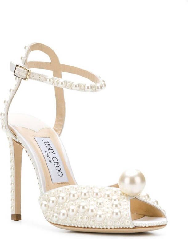 Jimmy Choo Sacora 100 pearl versierde pumps Wit